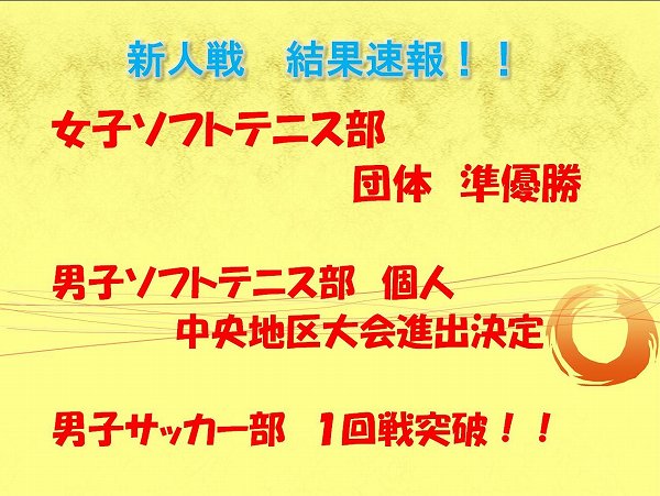 新人戦　1日目　結果速報